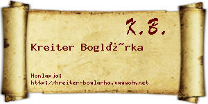 Kreiter Boglárka névjegykártya